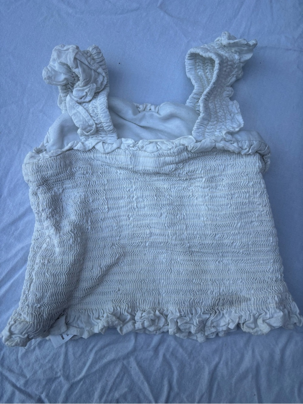 Smocked Ruffle Strap White kids   Tank Top